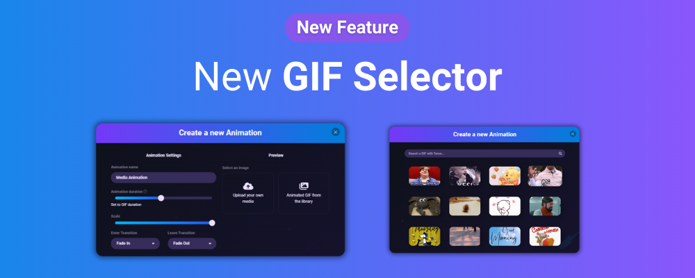 This graphic shows the new GIF selector available in the Sound Alerts Dashboard.
