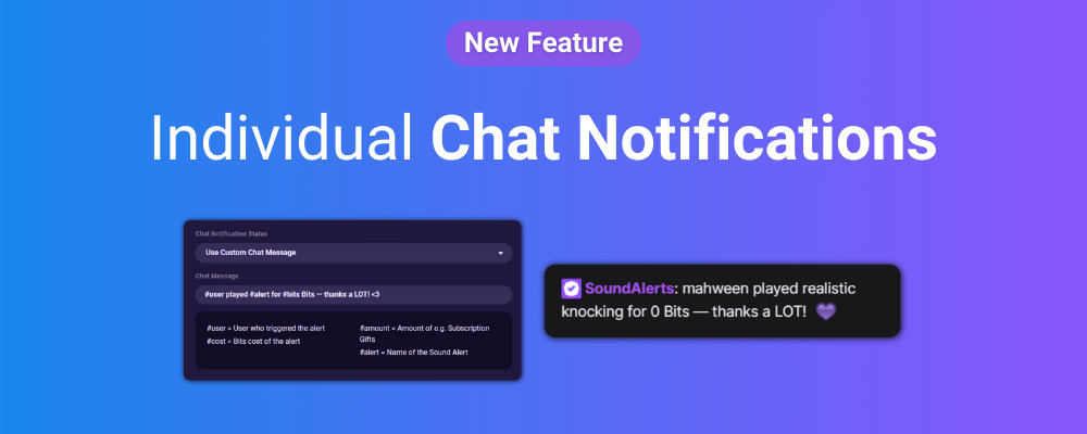This image showcases the individual chat notifcications settings within the Sound Alerts Dashbaoard.