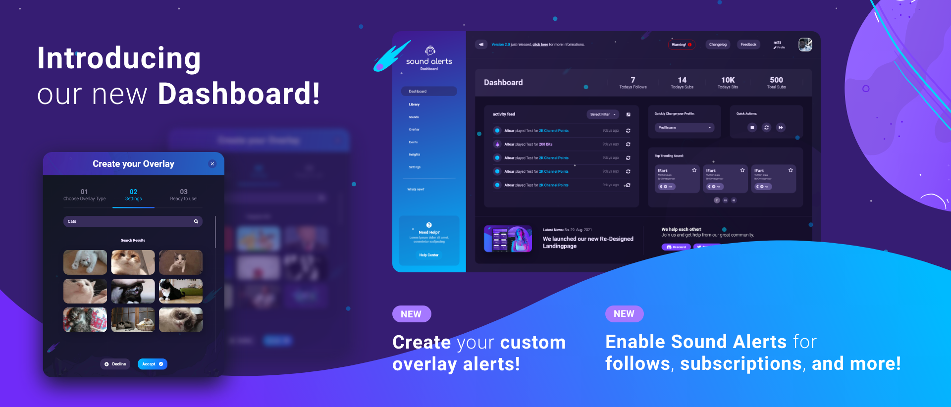 New Sound Alerts dashboard banner