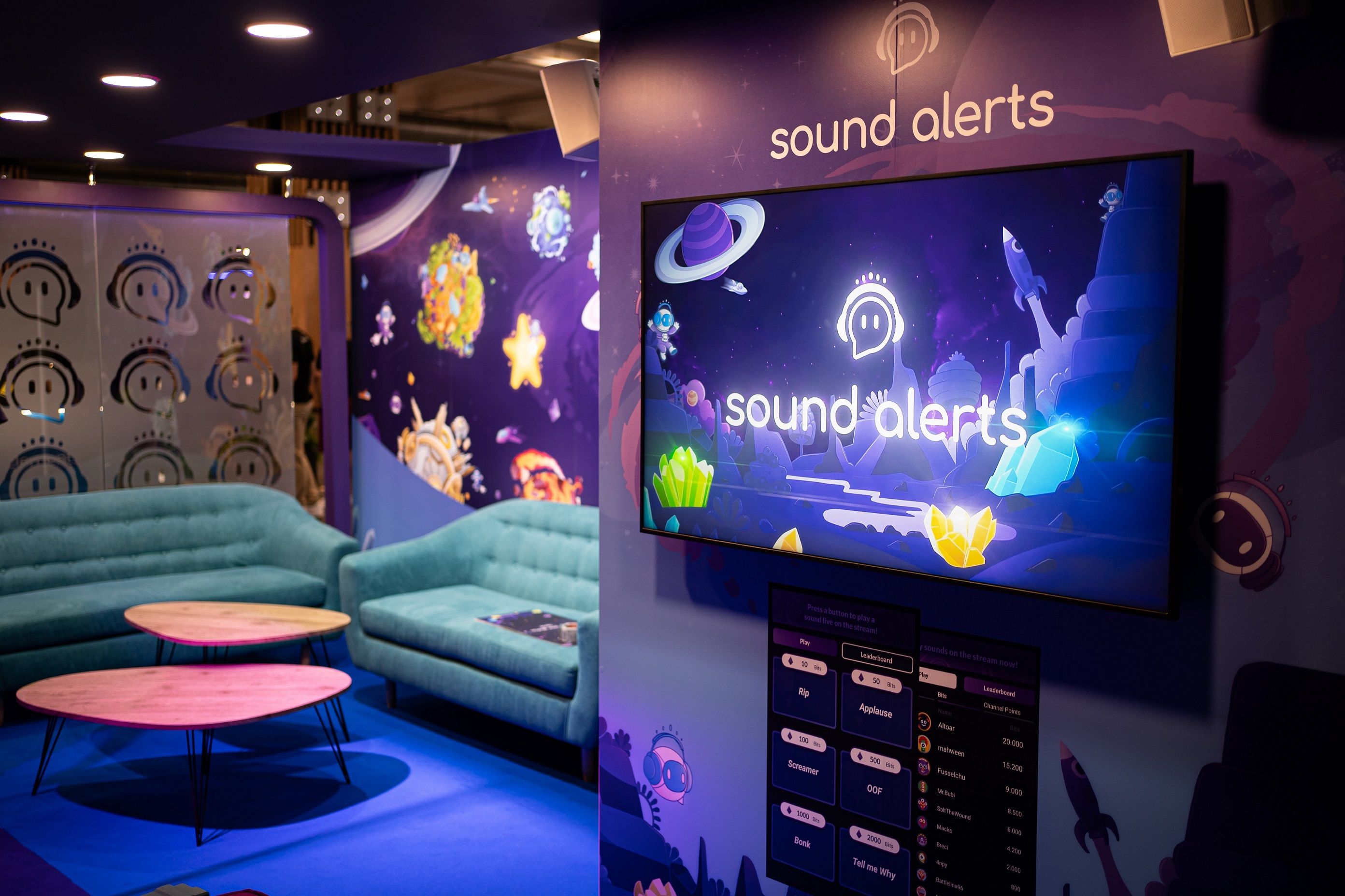 This image shows the inside of the Sound Alerts booth at TwitchCon Paris