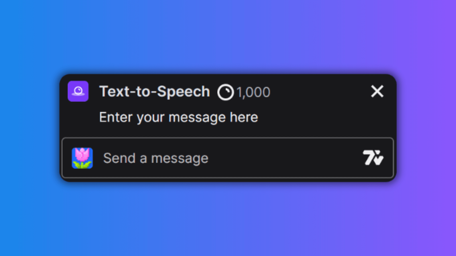 This image shows the Text-to-Speech for Channel Points interface under the Twitch chat.
