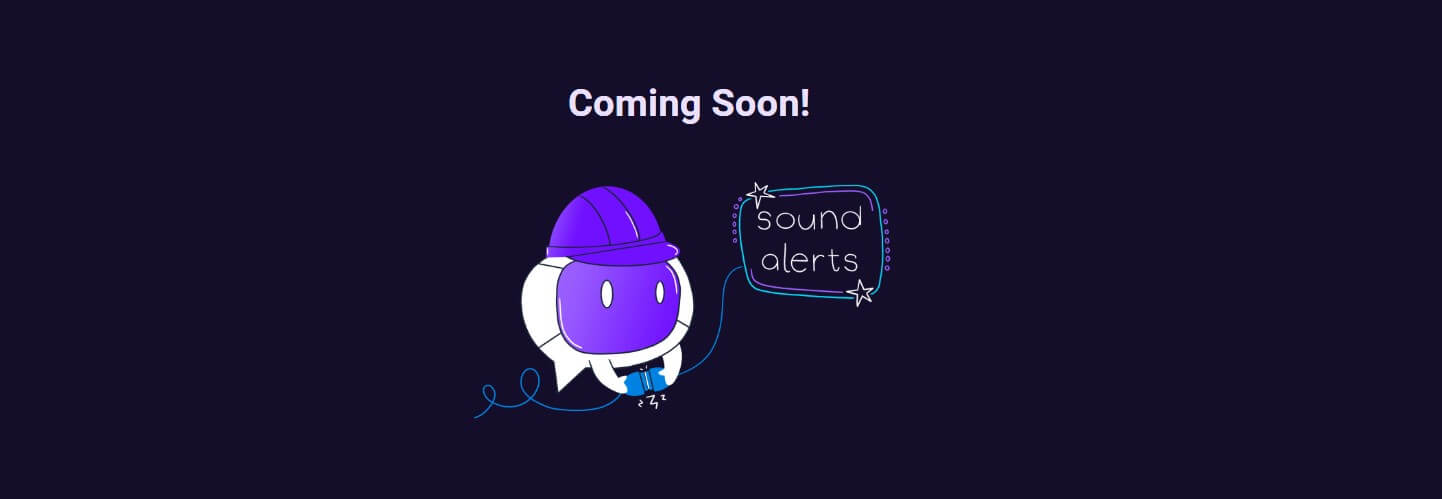 This image shows the Sound Alerts mascot with a coming soon text.