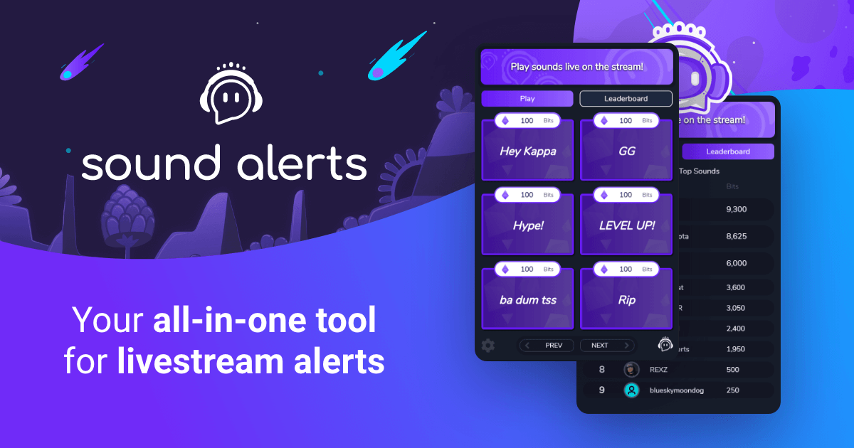 This image shows the Sound Alerts Twitch Extension.